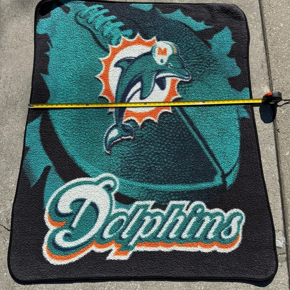 Vintage Miami Dolphins NFL Football Team Northwest Winter Cold Blanket Old Logo